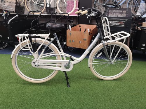 Static Mary mamafiets Creme Grijs zijaanzicht