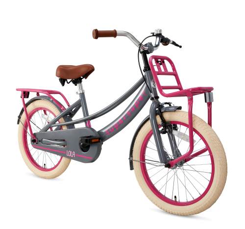 SuperSuper Lola 18 inch Grijs Roze-meisjesfiets