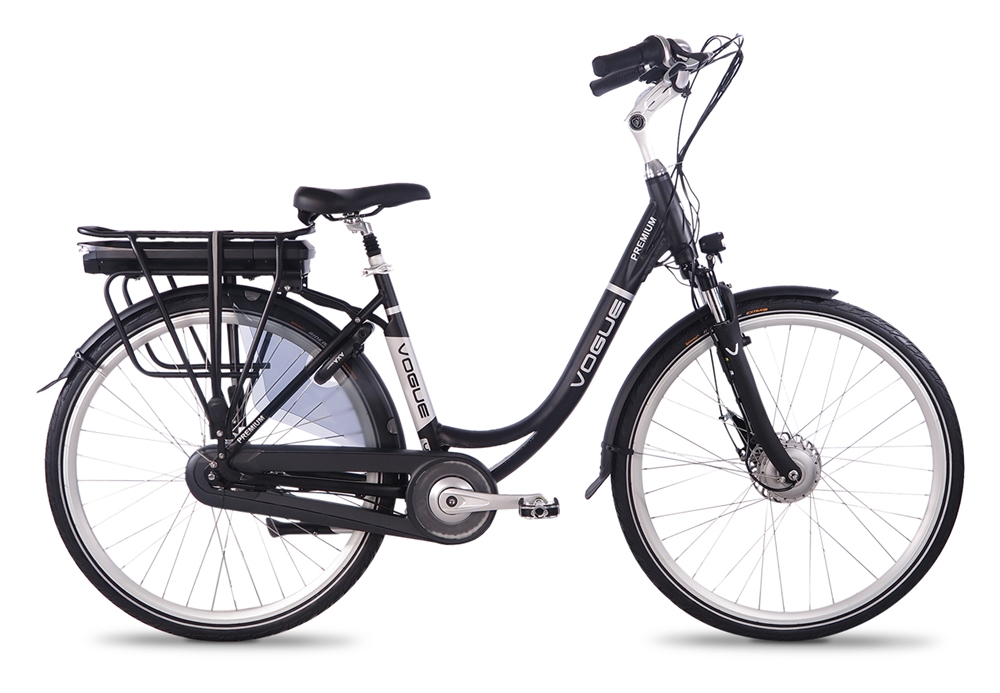Vogue Premium E-BIKE 2020 7sp Damesfiets mat-zwart - Fietshemel Purmer