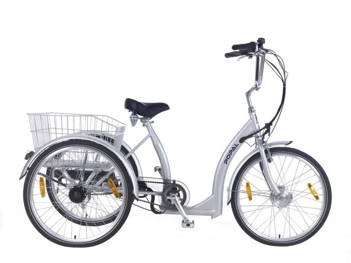 Popal E Luxe Elektrische Driewieler fiets 24 inch zilver