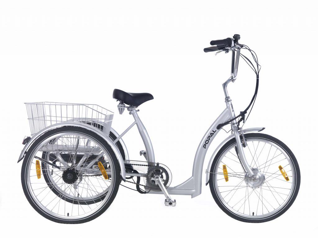 Elektrische E-Luxe Driewieler fiets 24 Zilver Fietshemel