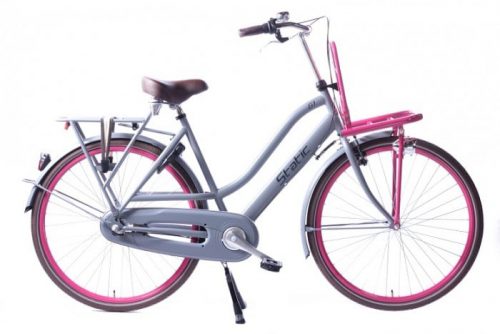 Static Glamour 28 inch dames transportfiets Grijs Roze