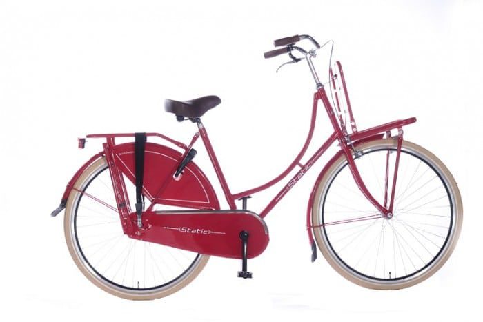 Static omafiets 28 inch + voordrager rood