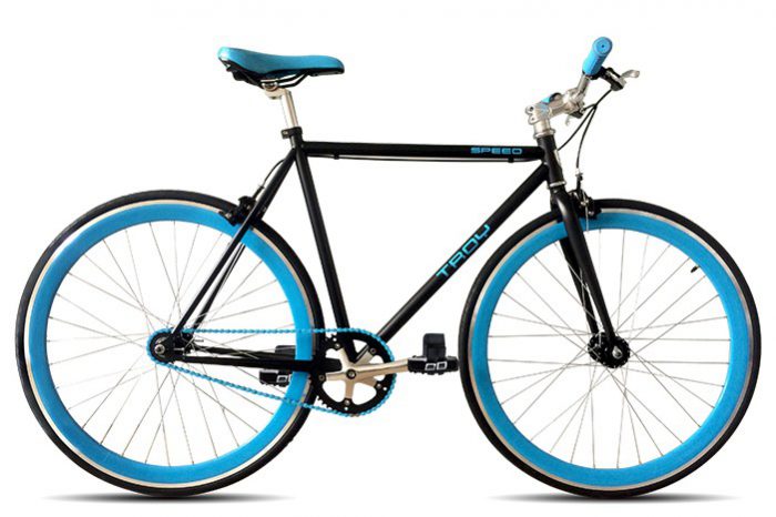 Troy speed fixedgear fiets zwart blauw