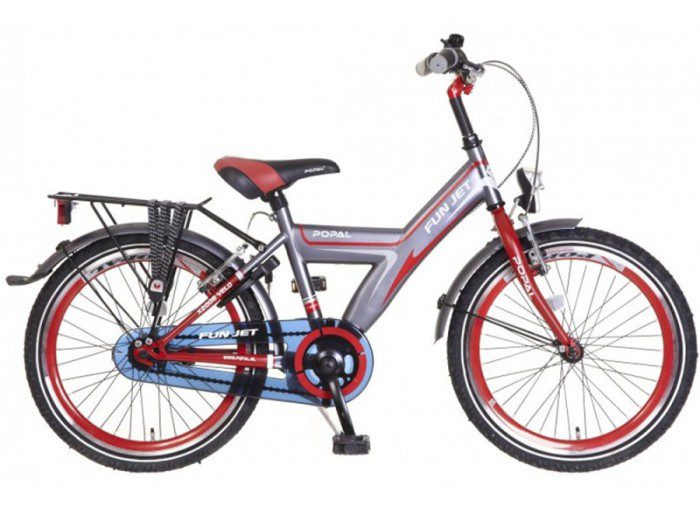 popal-fun-jet-jongens-fiets grijs Rood