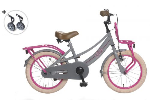 popal lola 16 inch meisjesfiets (licht) grijs roze