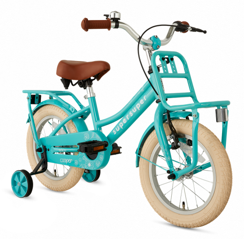 Popal cooper 14 inch roze 1453 Turquoise meisjesfiets transport
