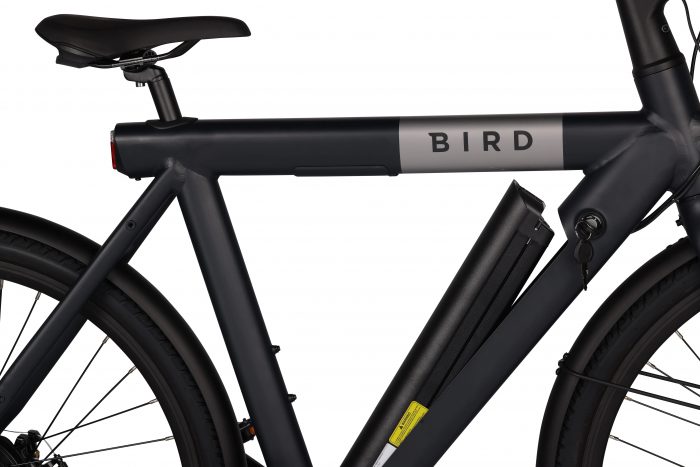 Bird Bike van moof look a like Elektrische fiets Mat-zwart accu detail
